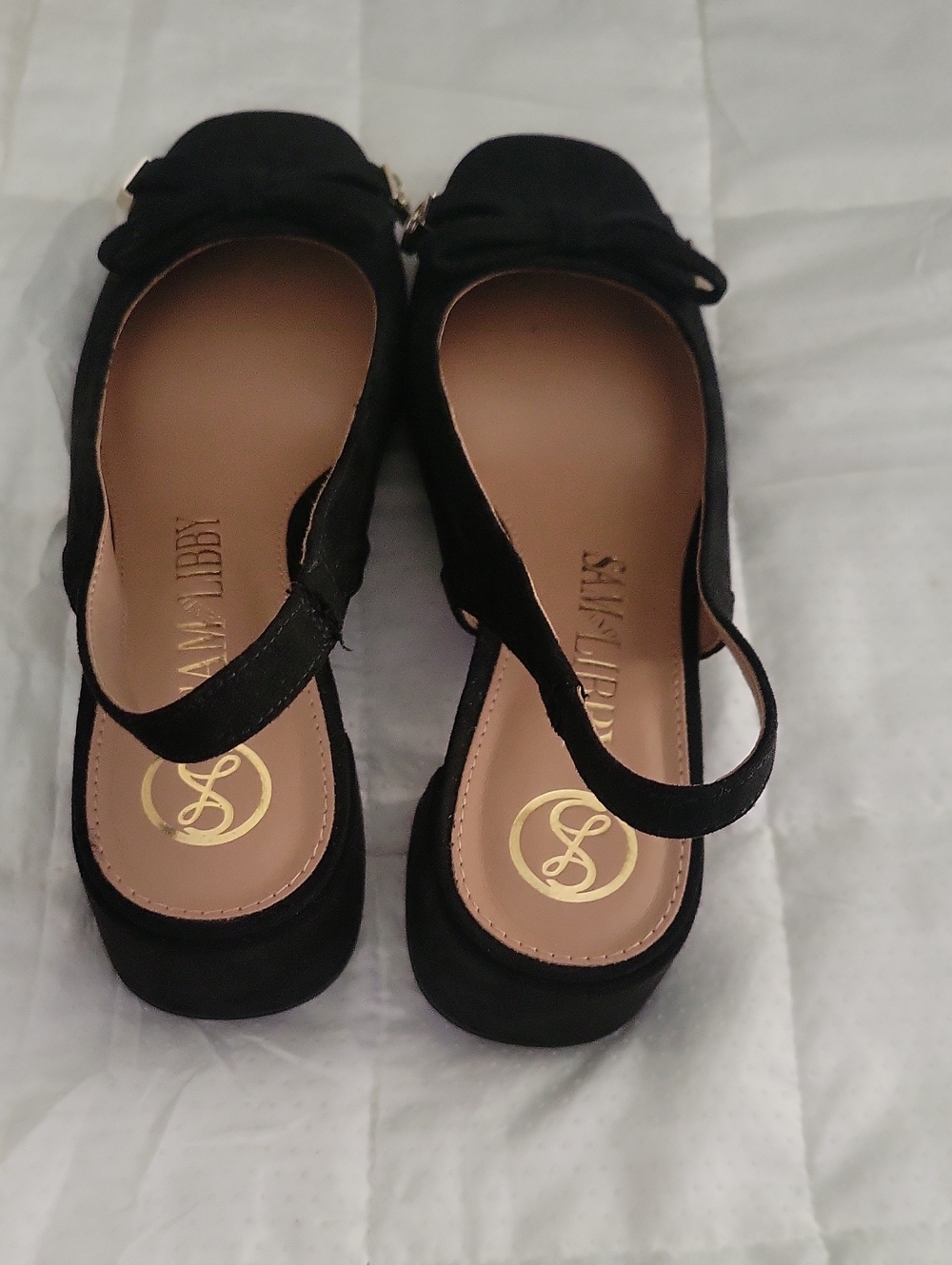 Sam & Libby Black Slingback Bow Block Heels - Picture 5 of 6